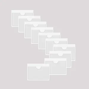 Adhesive Clear Pockets,Self Adhesive Clear Label Pockets Adhesive Card Folder Plastic Pockets Holders Sleeves for Index Cards Planners Cabinet Shelves Photo Cd,10Pieces (115x77mm)