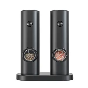 Electric Salt And Pepper Grinder Set, Dual Bucket Design, USB Rechargeable, Adjustable Coarseness, LED Light, Essential Kitchen Tool, Kitchen Gadgets