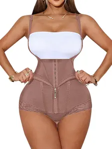 Women's Shaping Jumpsuit with Steel Bones and Triple Hook Design, Easy Zipper Access and Lace Trim, High Compression for All Occasions