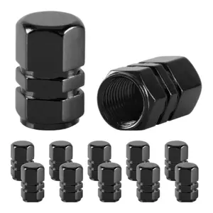 12-Pack Universal Car Tire Valve Stem Caps for Cars, SUVs, Bikes, Trucks & Motorcycles - Black