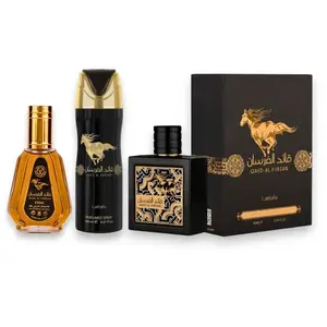 Lattafa Perfumes | Qaed Al Fursan Black + Qaed Al Fursan 50 ML + Qaed Al Fursan Black Body Spray Bundle | Eau De Parfum | 100 ML - 300 ML Unisex Fragrance | Fruity - Woody & Sweet Notes