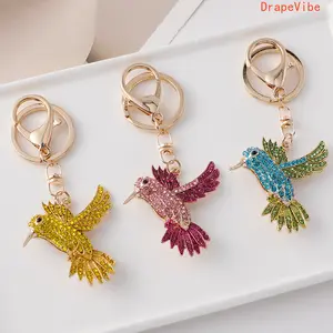 Rhinestone Alloy Bird Keychain, Cute Creative Animal Pendant, Exquisite Decor Accessory for Car Keys, Handbags, and Daily Gifting