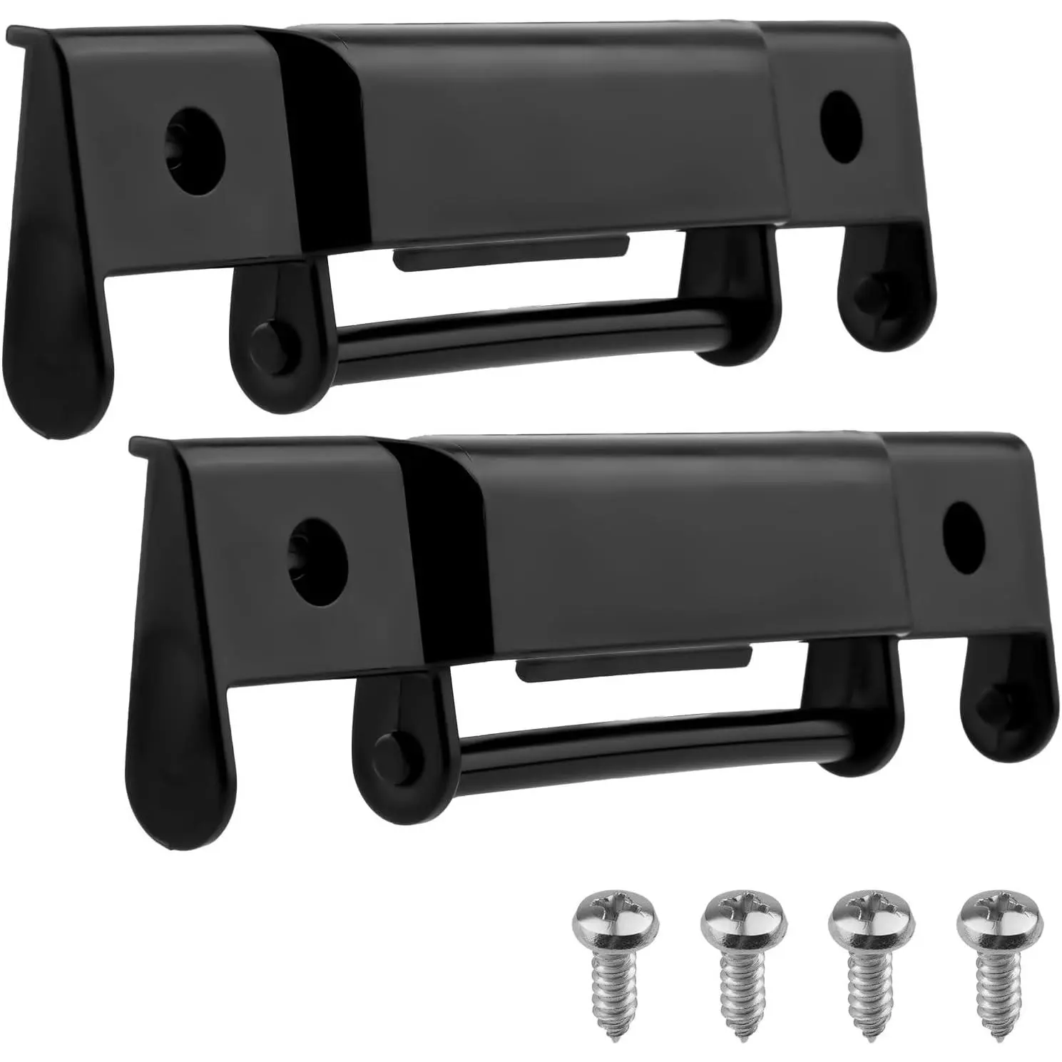 2pcs Black Plastic Cooler Door Hinges Latches Replacement Kit with 4 Silver Stainless Steel Screws, Easy to Install Accessories to Restore Cooler's Functionality for Igloo Trailmate