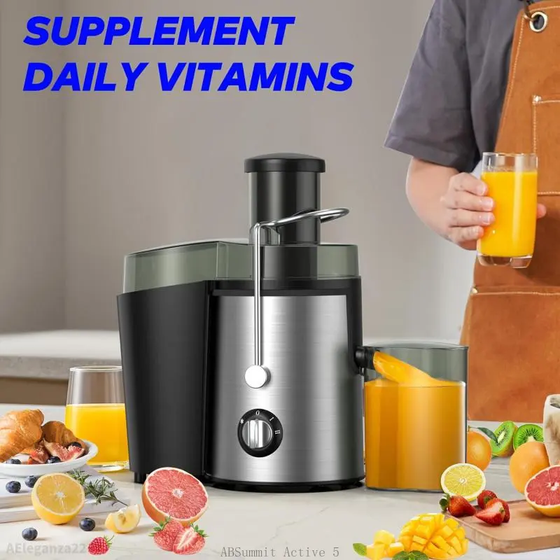 Qcen Beast 800W Metal Centrifugal Juicer - 3 Variable Speeds, 3-inch Feed Ports, BPA-Free Silver Whole Fruit & Vegetable Juicer, Easy to Clean, International Warranty (AEleganza22ABSummit ActH1HomeFixMart)