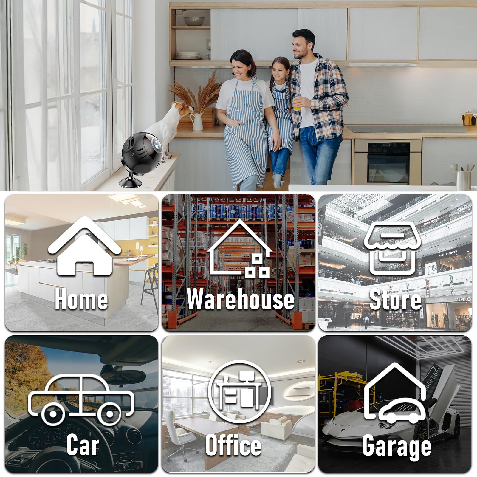 2MP FHD Hidden Mini Security Camera, Wireless WiFi, Motion Detection,  Night Vision, Nanny Cam for Home Use, Indoor Surveillance, Baby & Pet Monitor, Cloud Storage (Paid Service) + SD Card Recording (SD Card Not Included) with Infrared