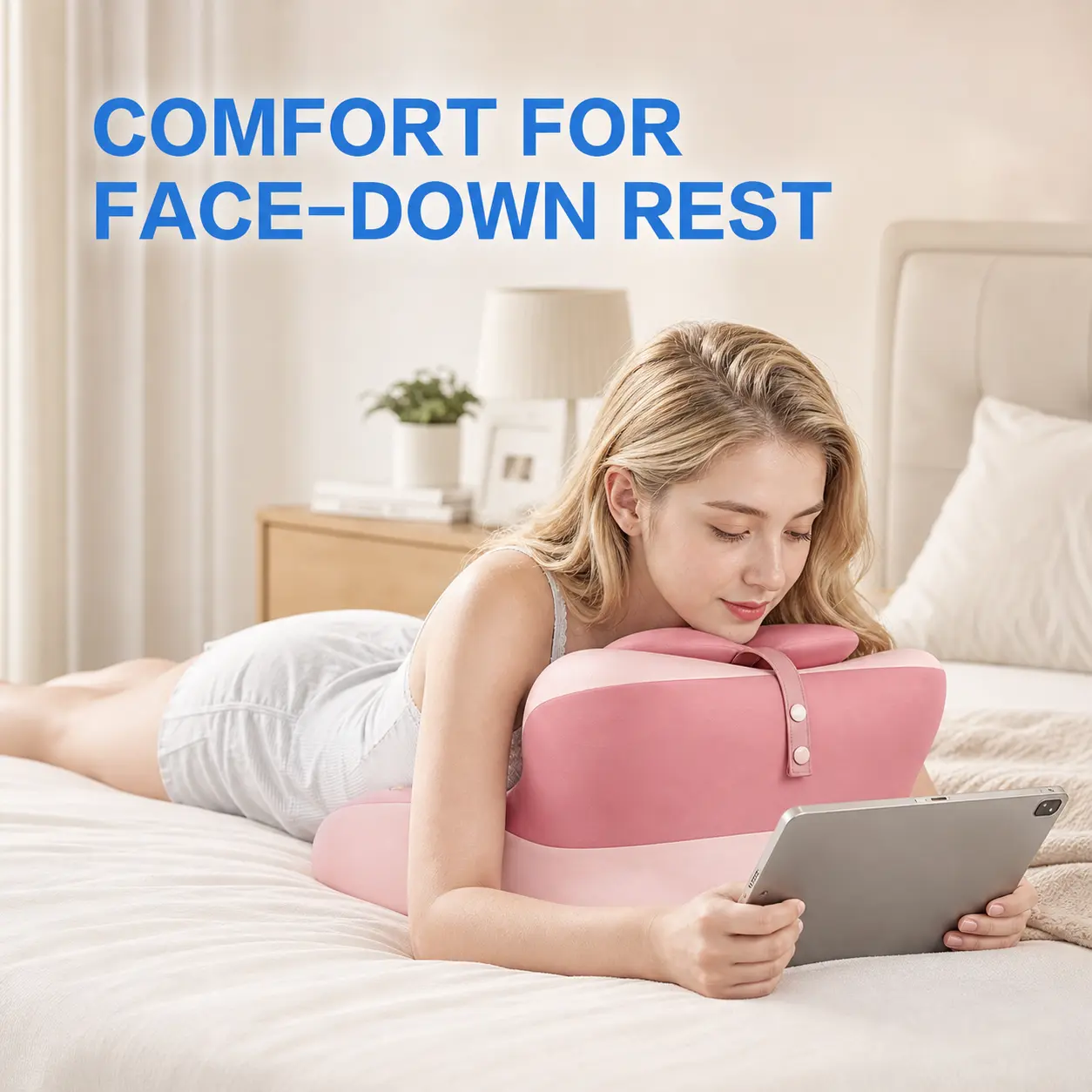 Ergonomic Heart-Shaped Memory Foam Breast Support Pillow, Soft Contoured Bolster Cushion with Removable Cover for Face-Down Rest, Bedroom & Sofa