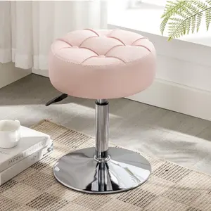 Faux Leather Vanity Stool 360° Swivel for Makeup Room and Bathroom vintage standing jewelry armoire y it makeupvanityset desk white vanity vanity table
