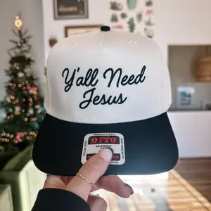 Y'all Need Jesus Embroidered Hat Christian Two Tone Cap, Faith Gift For God Lovers