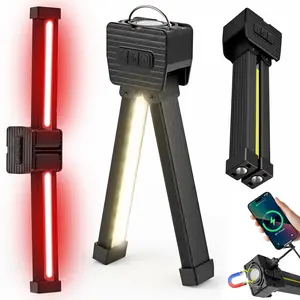 Gym Lamp for Posing, 180 Degree Folding Magnetic Work Light, 7th Gear Dimming, Portable Magnetic LED Flashlight with Hanging Hook, Handheld USB Rechargeable Power Bank Camping Light