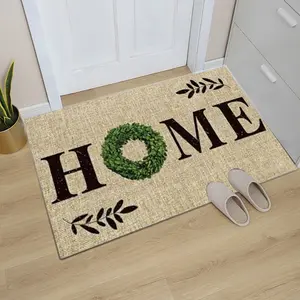 Autumn Theme Door Mat Various Fall Patterns Like Maple Leaves Pumpkins and "Welcome" Letters Floor Mat for Home Decor