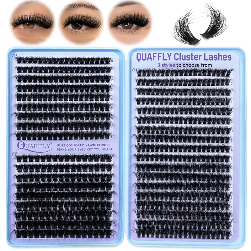 60+80+100P KIT, 666PCS D-Curl Voluminous Cluster Eyelash Extension KIT, DIY Makeup Lashes, 10-18 mm Individual DIY Volume Eyelashes, Includes Lash Bond and Seal, Remover, Tweezers, B: 60+80+100P