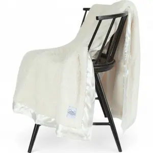 Classic Chenille Throw Blanket with Satin Trim – Ivory