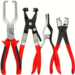 Professional Soft Hose Clamp Pliers Set, 4-Piece Car Repair Fuel Line Disconnect & Removal Tool Kit, Automotive Maintenance Tools, Hand Tools