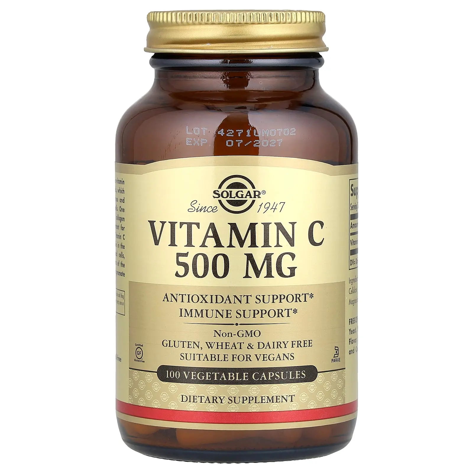 Solgar Vitamin C, 500 mg, 100 Vegetable Capsules