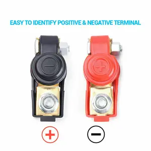 2 Car Battery Terminal Connector Top Post Positive Negative Heavy Duty Universal