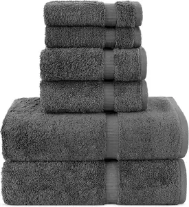 Turkish Linens |Hotel & Spa Quality 100% Cotton Premium Turkish Towels | Soft & Absorbent (Dark Gray, 6-Piece Towel Sets)