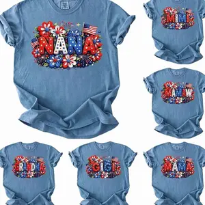 Custom Comfort Colors Nana 250 T-Shirt, Grandma 4th of July Shirt, Patriotic Gigi Shirt, Red White Blue Family Shirt, Nanny Mimi Lolly Tee Jan12