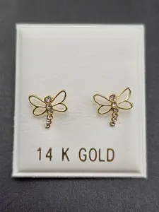 14K Gold Earrings - Dragon Fly