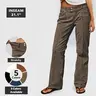 Flamingals Mid Waist Seam Detail Straight Leg Pants Women's Stretchy Fabric Multicolor Flattering for All Body Types Fit Casual