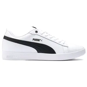 PUMA Womens Smash V2 Leather Lace Up Sneakers Shoes Casual - White