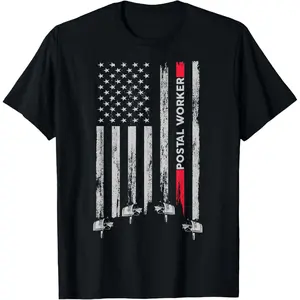 Postal Worker Vintage USA American Flag US Postal T-Shirt Pure Cotton Graphic Tees Menswear Top: Gifts for Men & Women