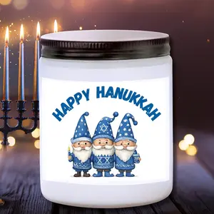 Happy Hanukah | December Candle | Holiday Gift for Women and Men, Hanukkah Vibes Candles, Chanukah Menorah Decoration,  Minimalist,  Holiday Amber Candle Gift for Mom, Friends and Teachers, Aroma, Christmas, Fragrance, Home Decor Candles, Hanukkah gifts