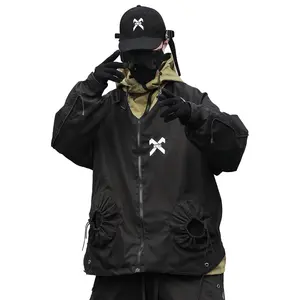 HiJ14 Niepce Black Techwear Windbreaker Jacket