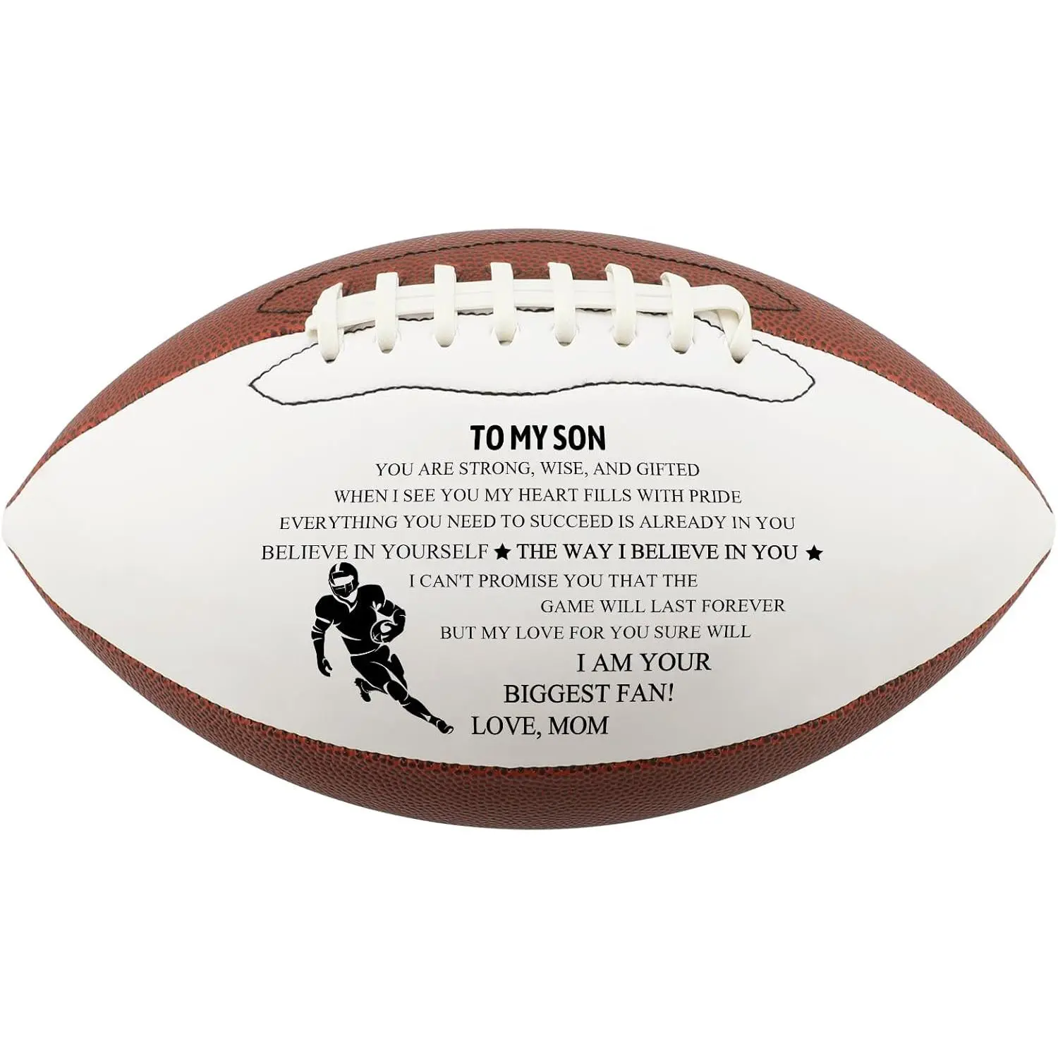 Graduation Night Gift for Son, 2026 Graduation Night Football Gift, Birthday Gift from Mom to Son, Indoor/Outdoor Engraved Football with Pump and Tote Bag, Leather Material USA 9inch