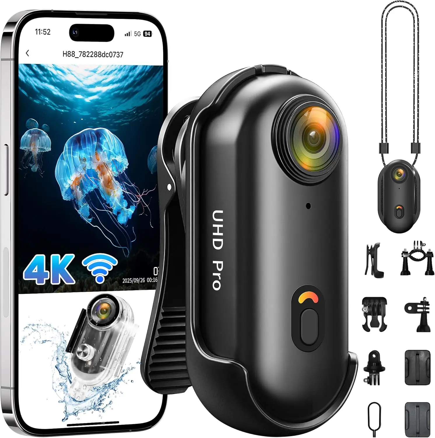2026 Newly Enhanced Action Camera (4K Body Cam with WiFi) Waterproof Case