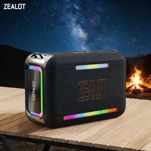 IPX7 Waterproof Portable Bluetooth Speaker ZEALOT, Waterproof Outdoor Speaker, 120W HiFi Sound &Deep Bass, RGB Lights & Shoulder Strap, Ideal for Camping/Pool/Party/Home, TWS/EQ & PD Fast Charge Function