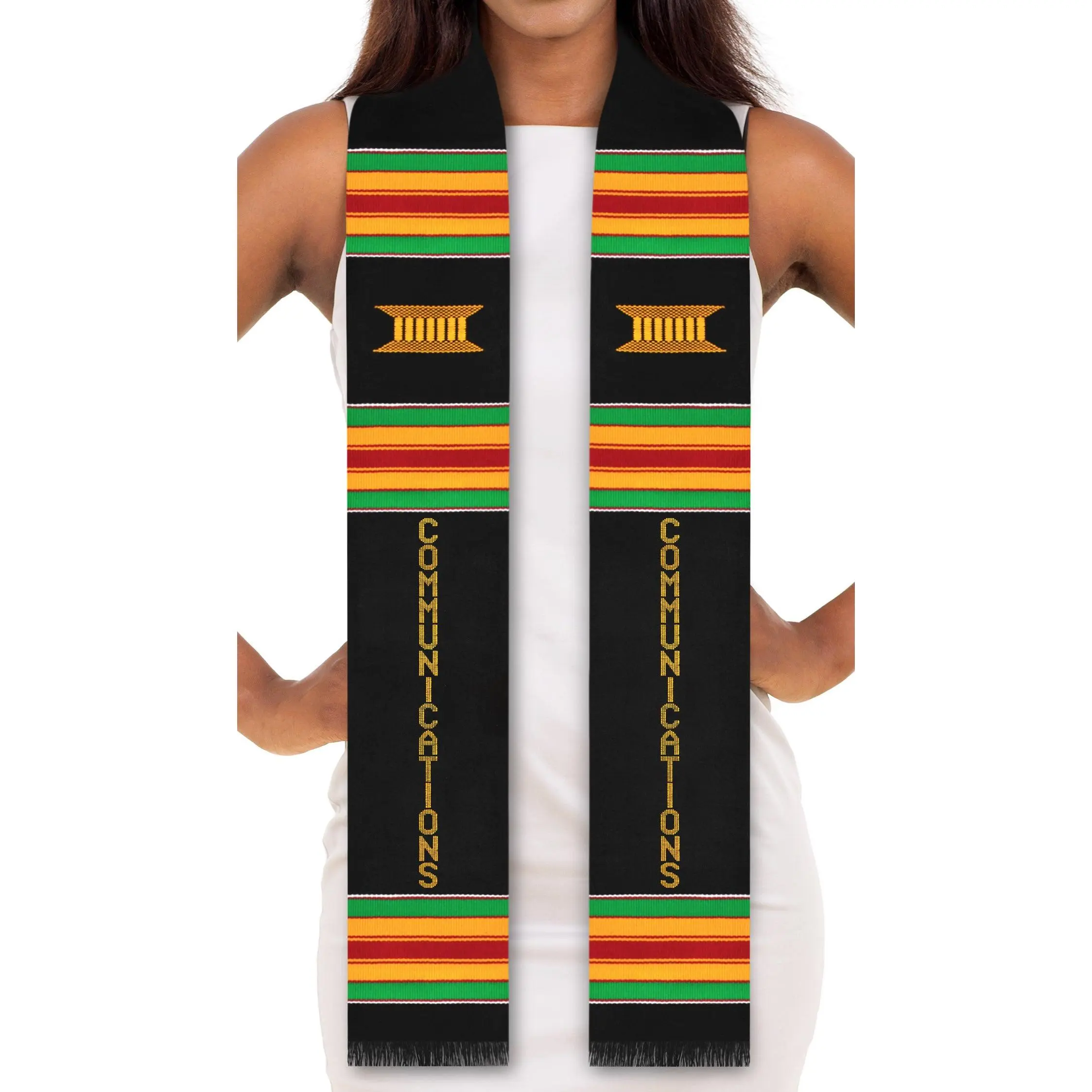 Communications Major Authentic Handwoven Kente Cloth Graduation Stole
