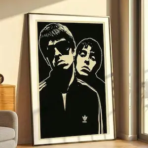 Oasis Britpop Music Poster, 90s Rock Music Wall Art, Vintage Rock Print, Retro Music Art, Minimal Home Room Decor