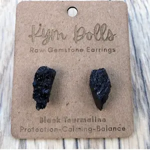Raw Black Tourmaline Earrings