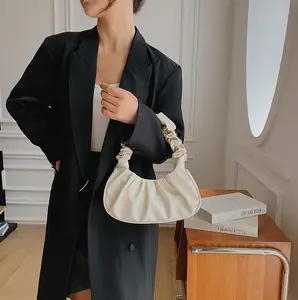 Ruched Handbag for Women - Trendy Pleated Shoulder Bag Cute Dumpling Purse for Party Wedding