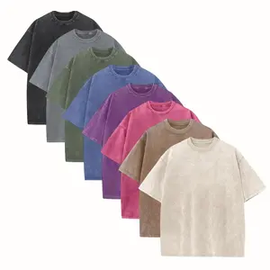 (Multi-Pack) Men's Oversized Acid Wash T-Shirts Heavyweight Cotton Vintage Baggy Gym Workout Tees