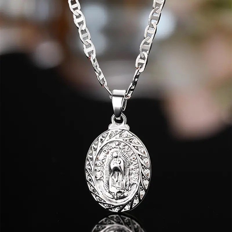 Women's Street Trend Oval Shaped Texture Metal Design Pendant Necklace, Versatile Accessory, Fashion Jewelry Party, Vintage Trendy Matching Necklace, Retro Chic Jewelry for Party Decor, Exquisite Jewelry Gift, Streetwear Statement Jewelry
