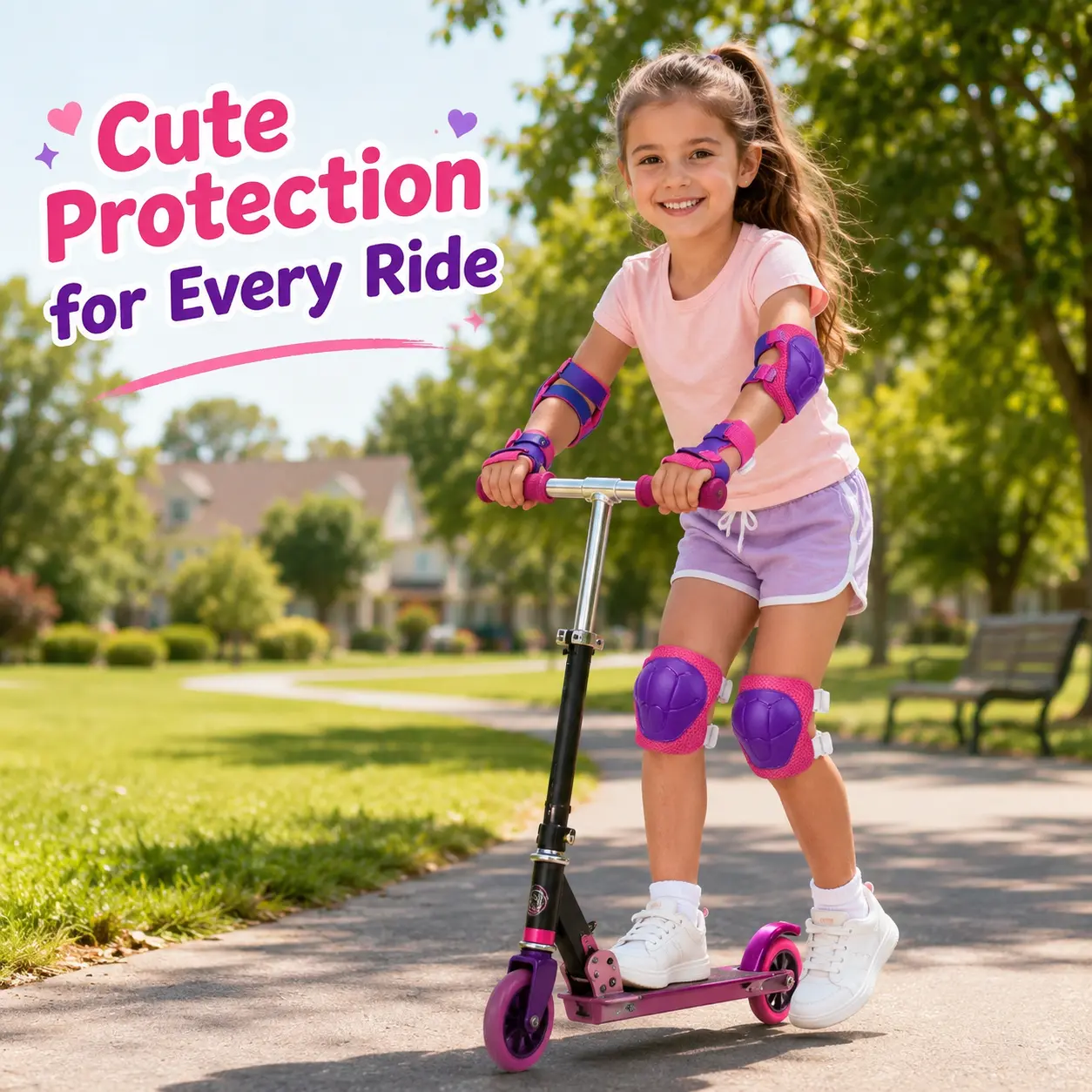 Kids 6-in-1 Comprehensive Protection Multifunctional Protective Gear Gift Pack - EVA Foam, Breathable Mesh Fabric, Adjustable Knee Pads, Elbow Pads, Wrist Guards for Ages 5-10, Skateboarding, Cycling, Birthdays, Multi-Sport, 6-Pieces, Snug Fit, Anti-Scrat