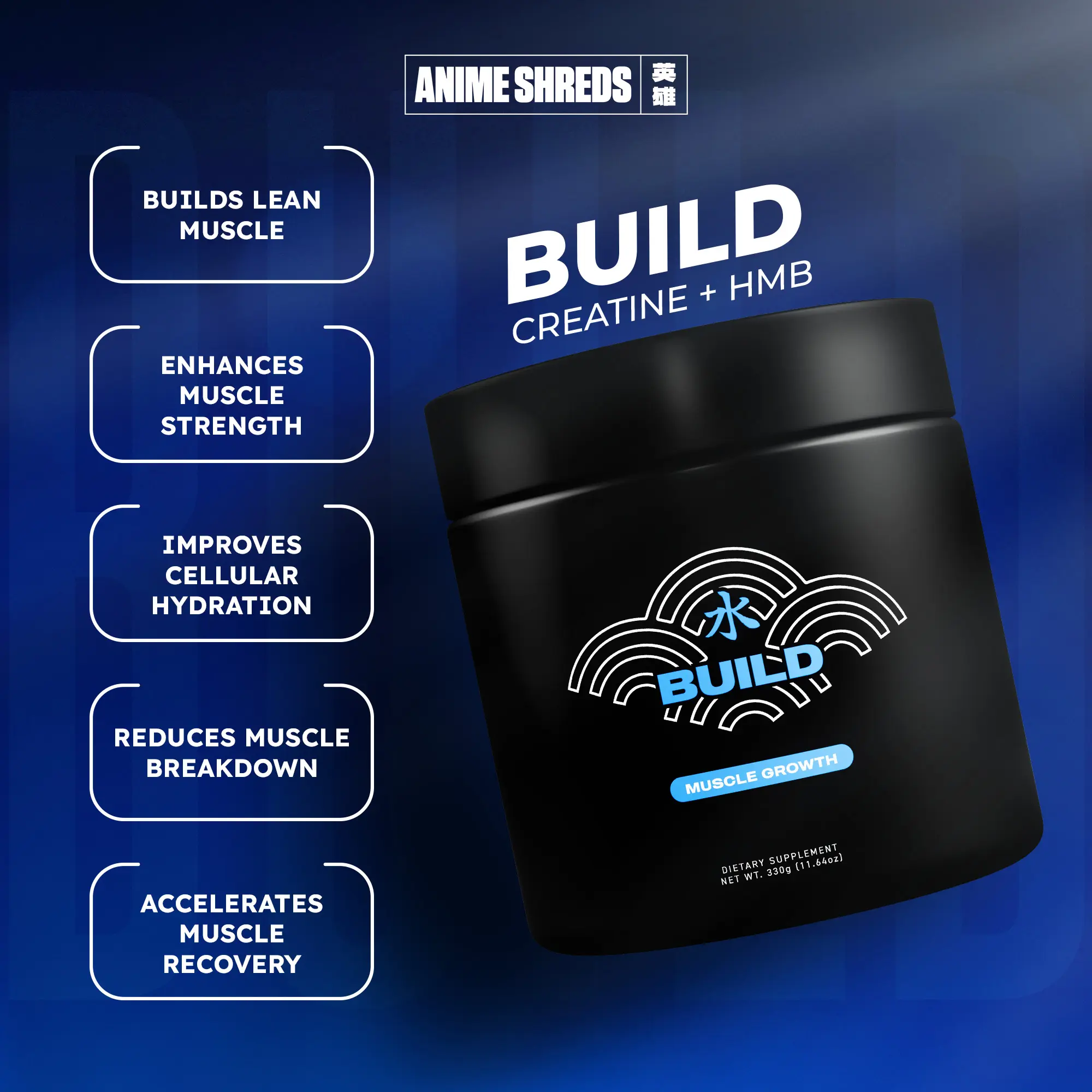 Build | Muscle Growth Supplement | Creatine + HMB | 30 Servings Build | Muscle Growth Supplement | Creatine + HMB | 30 Servings