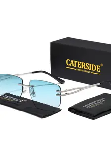 CATERSIDE Ultra-Light Gradient Rectangular Glasses with Double Wire Design, Stylish Outdoor Eyewear for Travel, Beach, Cycling and Driving
