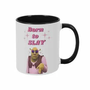 Shrek Character Design Travel Coffee Mug (11oz/15oz),Funny Coffee Mug, Novelty Coffee Mug, 1Count Creative Born To Slay Mug, CeramicCoffee Cup, Funny Accent Mug, Drinking Cupfor Home Office Use, Gift for Friend