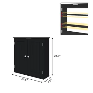 Bathroom Cabinet, Bathroom Space Saving Storage Cabinet, Medicine Cabinet With 2 Doors And Adjustable Shelf, Cabinet Suitable For Washbasin, Bathroom Living Room, White And Black