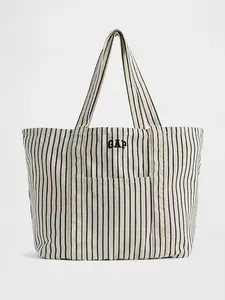 [FLASH SALE] Gap Logo Tote Bag - Off White Stripe, One Size
