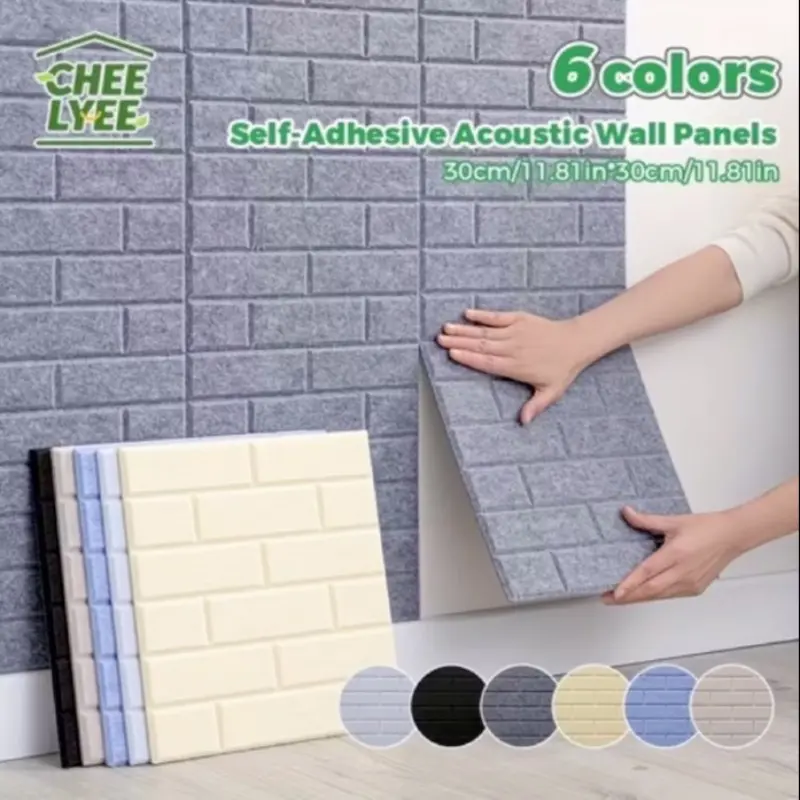 5/10 Pieces Sxp Acoustic Wall Panel, Strong Sound Insulation, 3D Self-Adhesive Brick Texture, High Heat Insulation, Easy Installation