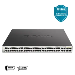 D-Link 52-Port Gigabit Smart Managed PoE+ Switch (DGS-1210-52MP) | 48 PoE+ Ports (370W) + 4 Combo SFP Ports | L3 Lite |NDAA/TAA Compliant  (DGS-1210-52MP)