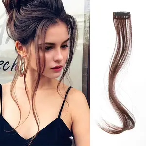 Seamless Dragon Mustache Fringe Hair Pieces - Natural Synthetic Clip-in Curtain Bangs with Slight Curls for Instant Face-Framing & Volume (Heat Resistant)