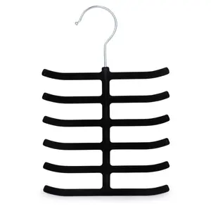 Elle Decor Set of 3 Non-Slip Velvet Tie Hangers, Black - Holds Up to 12 Ties Per Hanger
