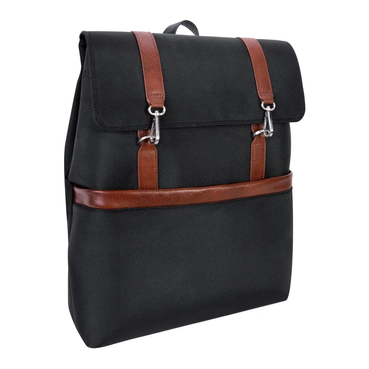212 MAIN McKlein USA 17 in. U Series Element Nylon Flap-Over Laptop & Tablet Backpack, Black with Ballistic Nylon, Contrast Accents, Expandable Compartment
