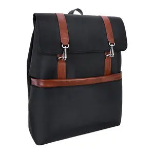 212 MAIN McKlein USA 17 in. U Series Element Nylon Flap-Over Laptop & Tablet Backpack, Black with Ballistic Nylon, Contrast Accents, Expandable Compartment