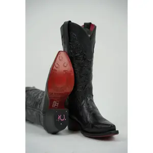 LA HERRADURA WOMEN MILA HD CINCELADO NEGRO RED BOTTON SNIP TOE