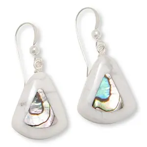 Mine Finds by Jay King Sterling Silver Magnesite and Abalone Inlay Drop Earrings